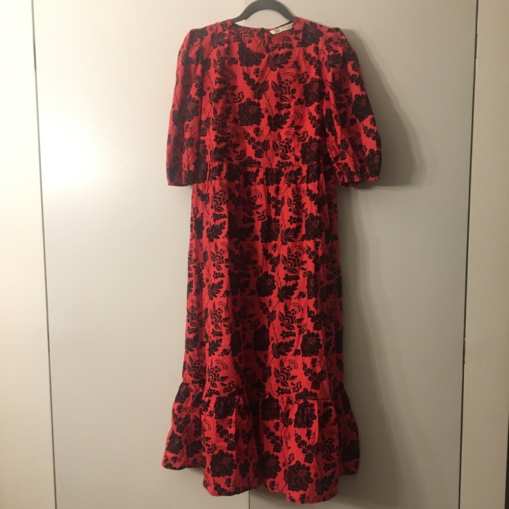Zara Red Floral Beaded Salsa Dancing💃🏼 dress